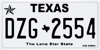 TX license plate DZG2554