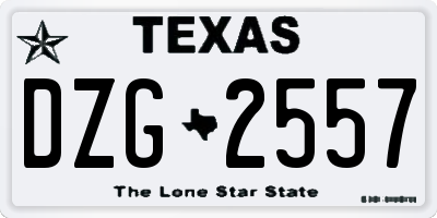 TX license plate DZG2557