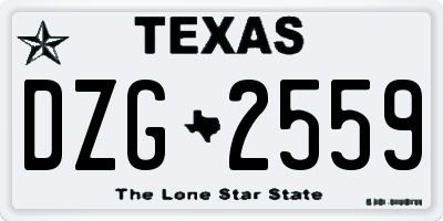 TX license plate DZG2559