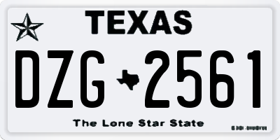 TX license plate DZG2561