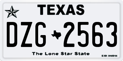 TX license plate DZG2563