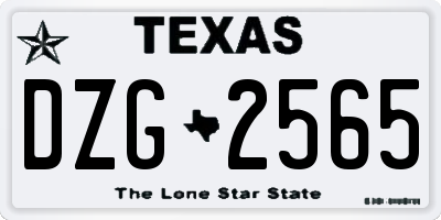 TX license plate DZG2565