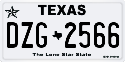 TX license plate DZG2566