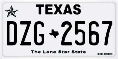 TX license plate DZG2567