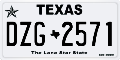 TX license plate DZG2571