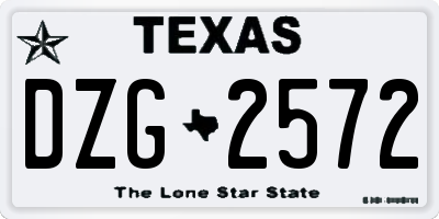 TX license plate DZG2572