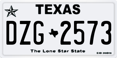 TX license plate DZG2573