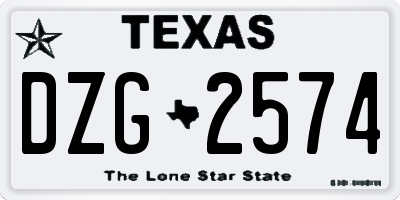 TX license plate DZG2574