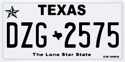 TX license plate DZG2575