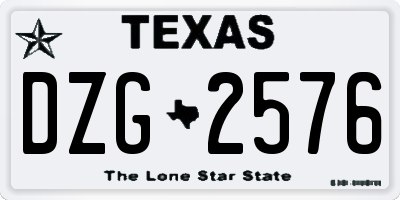 TX license plate DZG2576