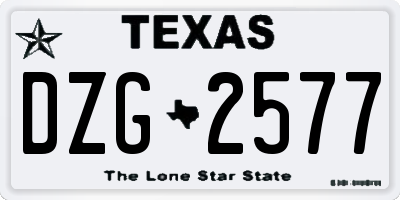 TX license plate DZG2577