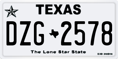 TX license plate DZG2578