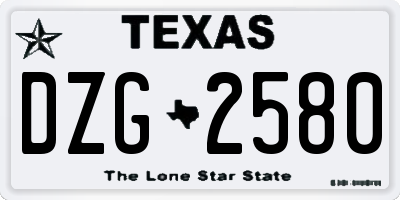 TX license plate DZG2580
