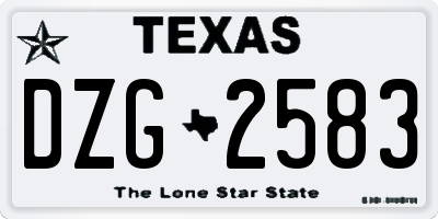 TX license plate DZG2583