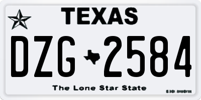 TX license plate DZG2584