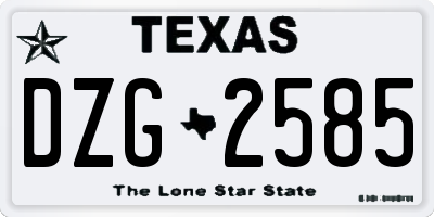 TX license plate DZG2585