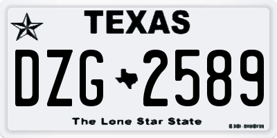 TX license plate DZG2589