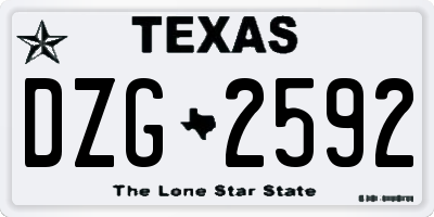 TX license plate DZG2592