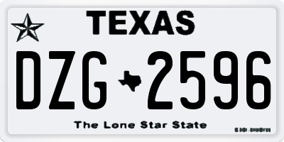 TX license plate DZG2596