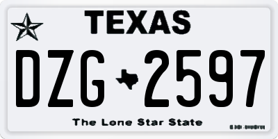 TX license plate DZG2597