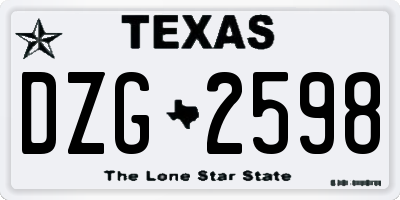TX license plate DZG2598