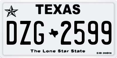 TX license plate DZG2599