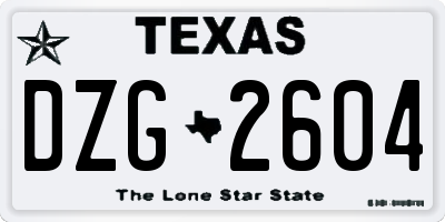 TX license plate DZG2604