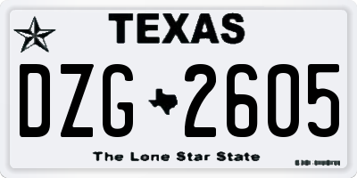 TX license plate DZG2605