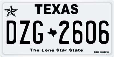 TX license plate DZG2606