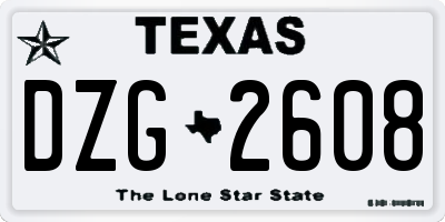 TX license plate DZG2608