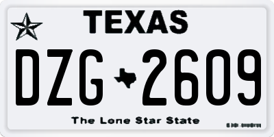 TX license plate DZG2609