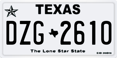 TX license plate DZG2610