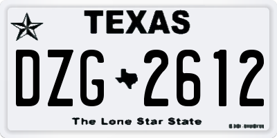 TX license plate DZG2612