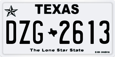 TX license plate DZG2613