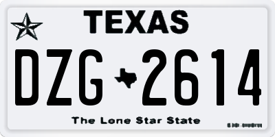TX license plate DZG2614