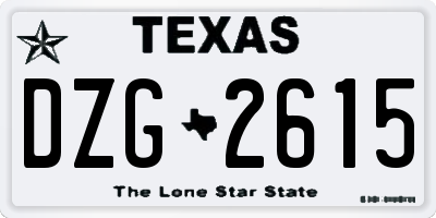 TX license plate DZG2615