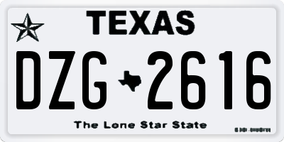 TX license plate DZG2616