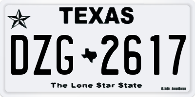 TX license plate DZG2617