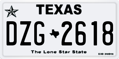 TX license plate DZG2618