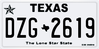 TX license plate DZG2619