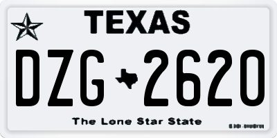 TX license plate DZG2620