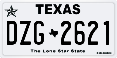 TX license plate DZG2621