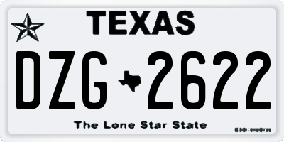 TX license plate DZG2622