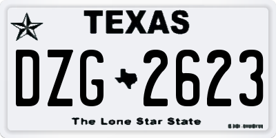 TX license plate DZG2623