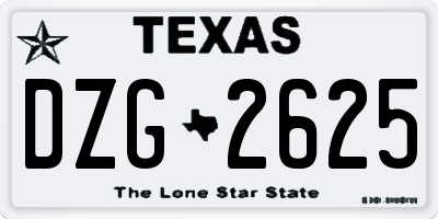 TX license plate DZG2625