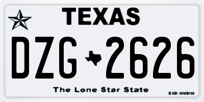 TX license plate DZG2626