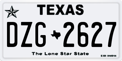 TX license plate DZG2627