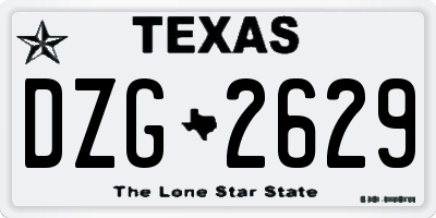 TX license plate DZG2629