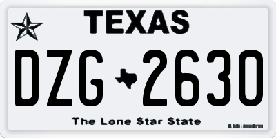 TX license plate DZG2630