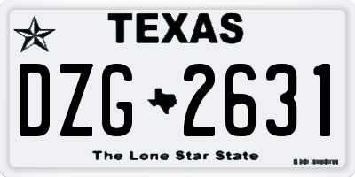 TX license plate DZG2631